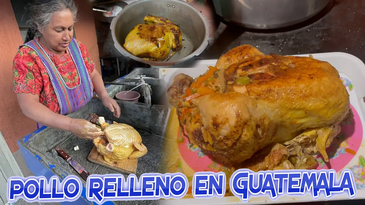 cocinando pollo relleno en guatemala